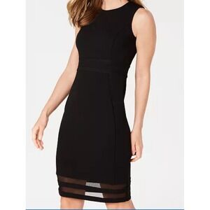 Calvin Klein Illusion Hem Sheath Black Dress Womens Size 8 Office Business